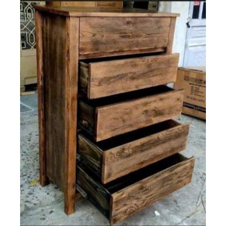 Dark Walnut Oil : Tủ Gỗ Sồi 05 Ngăn Kéo Đứng